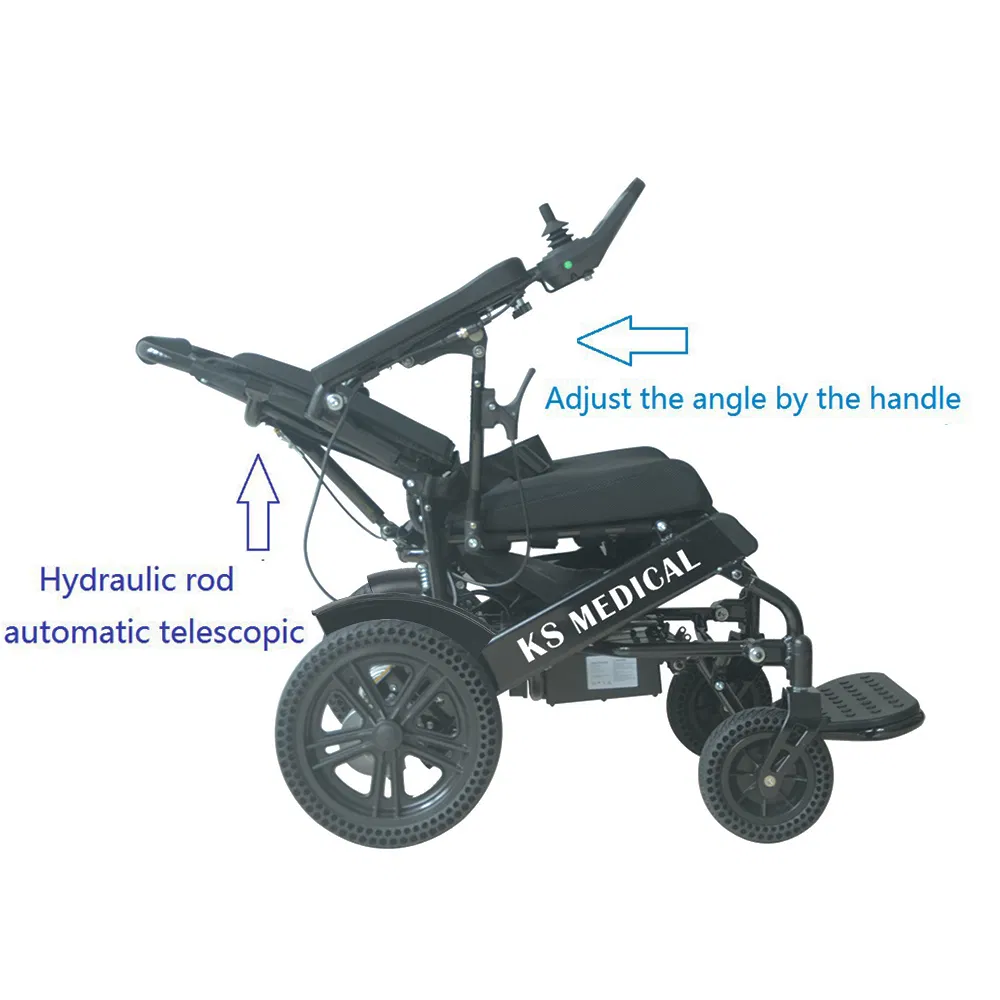 Ksm-601L Recling Electric Power Wheelchair with Tilt-in-Space Function, Portable Wheelchairs for Disabled Elderly People