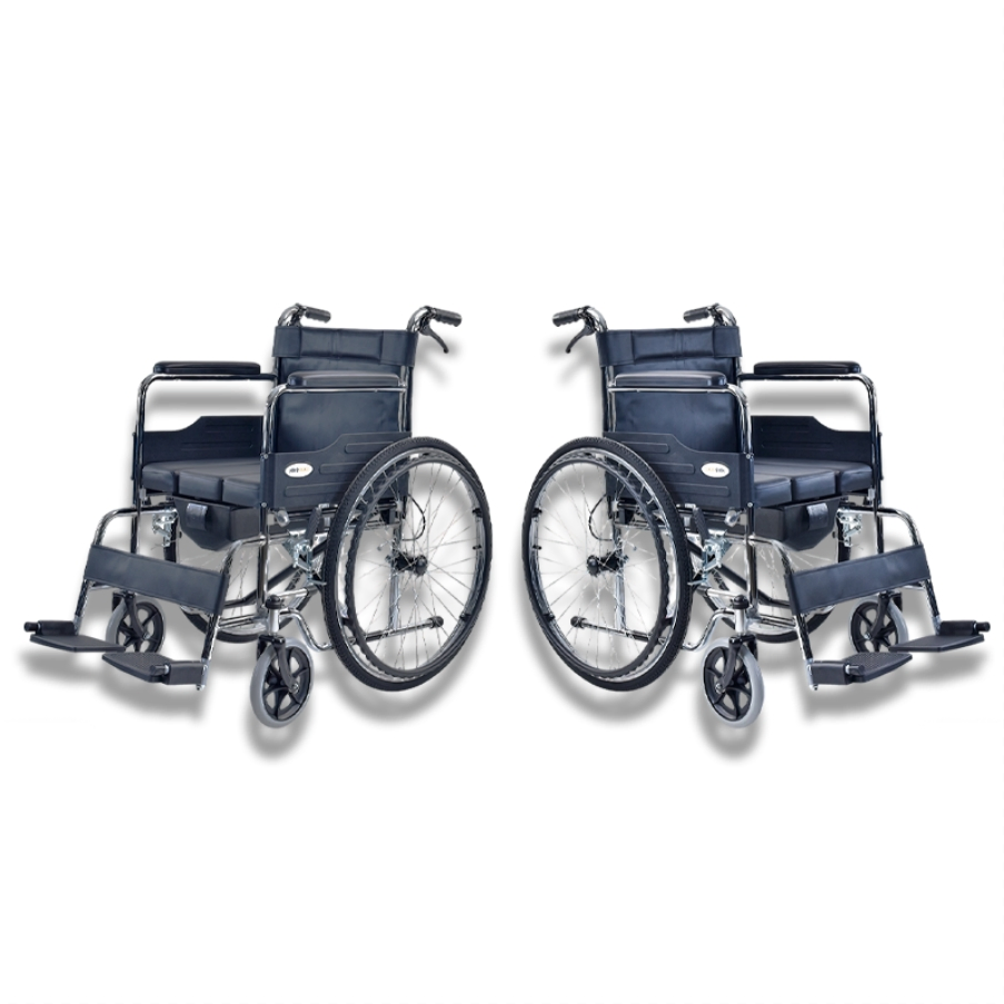 Heavy Duty Foldable Footrest 100kg Load Leather Pad Leather Cushion Manual Wheelchair