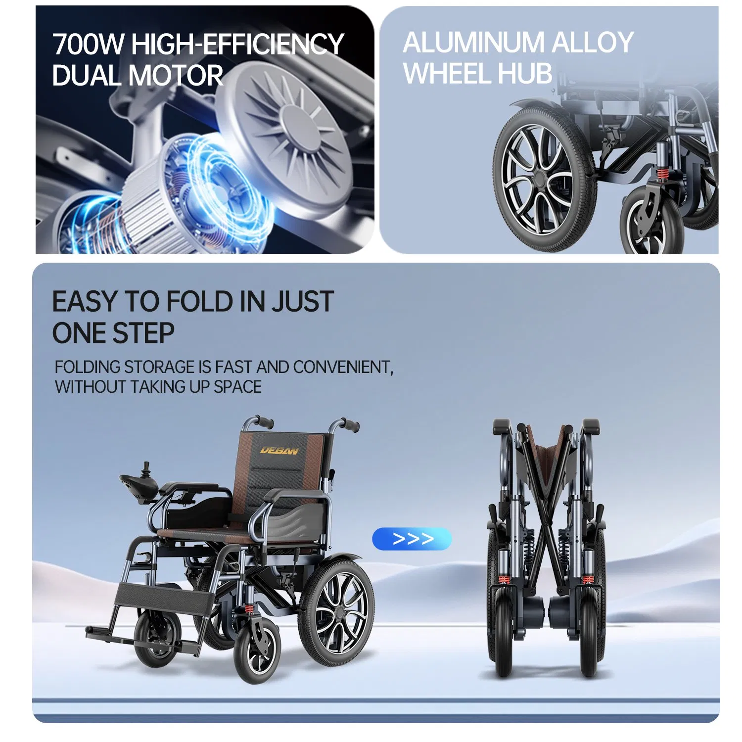 Carbon Fiber/Aluminum Lightweight Portable Brushless Motor Folding Motorized Electric Power Wheelchair for Medical Cerebral Palsy Children Disabled Handicapped