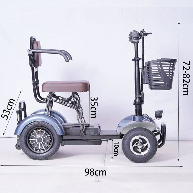 Foldable Electric 4-Wheel Scooter - Senior Mobility Compact Portable Leisure Disabled Ebike