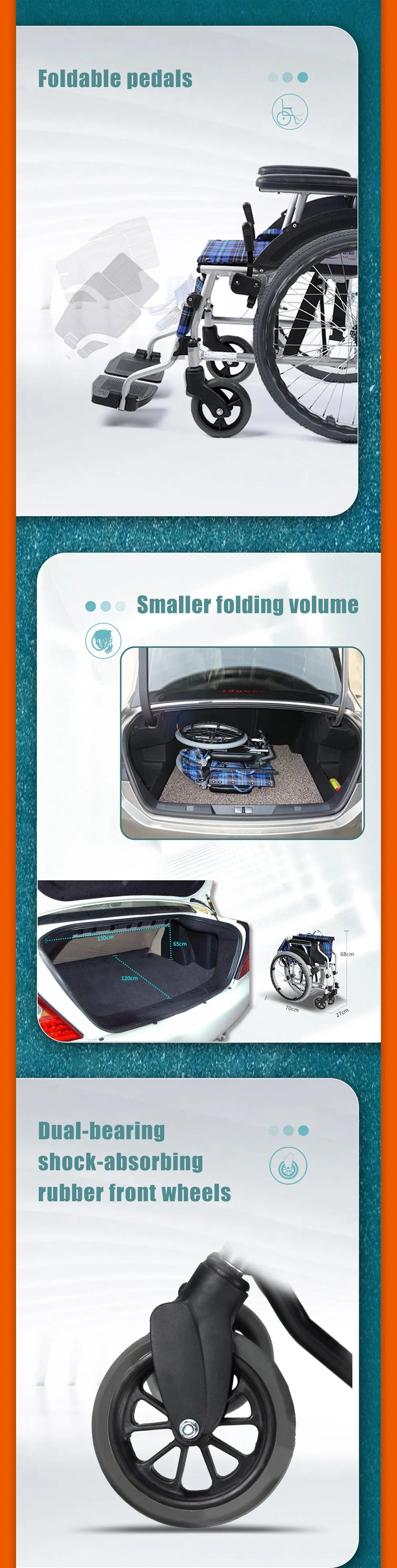 Ergonomic Design Foldable Manual Wheelchair