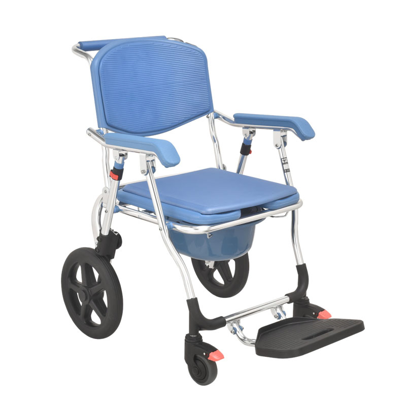 Waterproof Aluminum Lightweight Commode Manual Wheel Chair with Comfortable EVA Seat