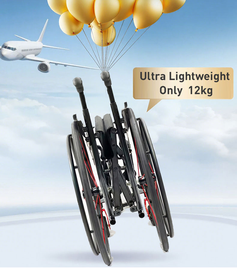 Easy Folding Lightweight Manual Sport Wheelchair with Cushion