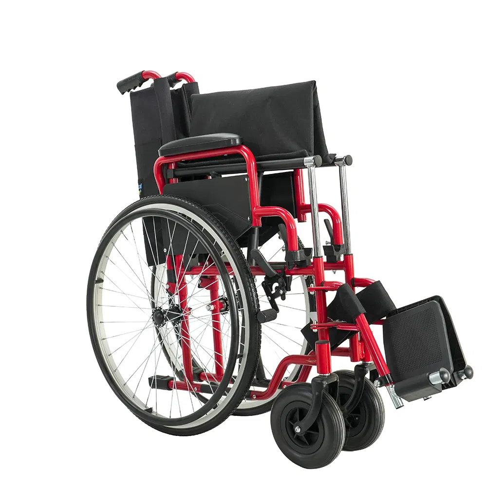 Heavy Duty Steel Manual Wheel Chair for Elders, Flip-up Armrest &amp; Detachable Legrest