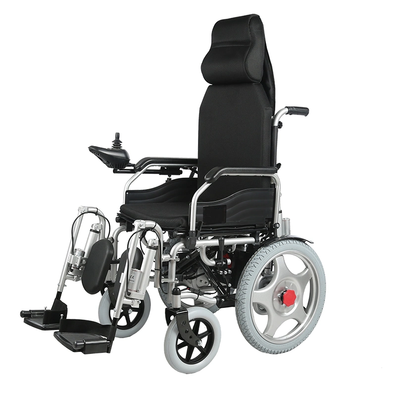 Recling Power Wheelchair with Tilt-in-Space Function Cushioned Head Immobilizer and Removable Armrests