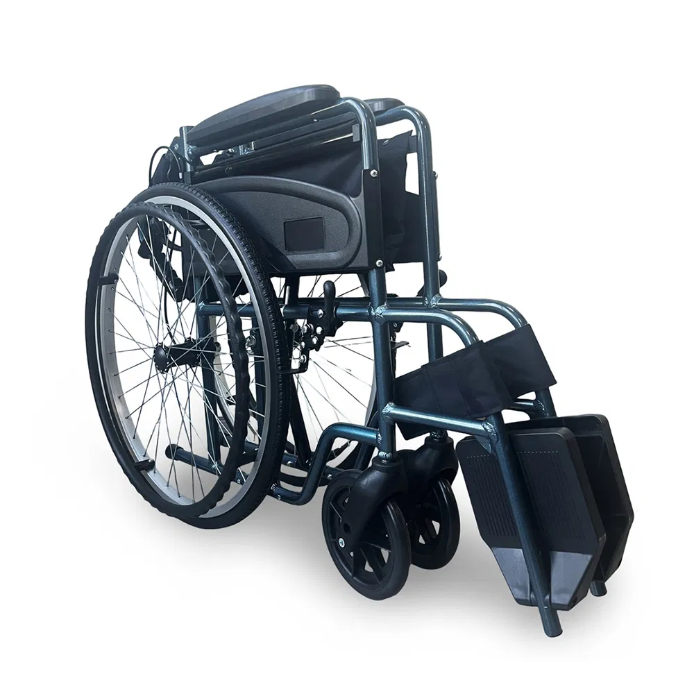 Ksm-203p High Comfortable Ultra Lightweight Compact Wheelchair Multi Function All Terrain Foldable Manual Wheelchair for Sale