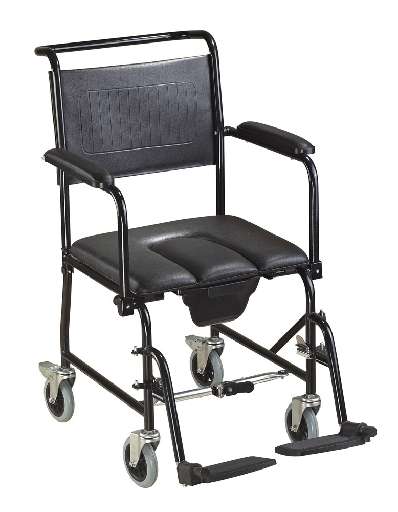 Aluminum Alloy Heavy Duty Manual FDA Foldable Commode Wheelchair