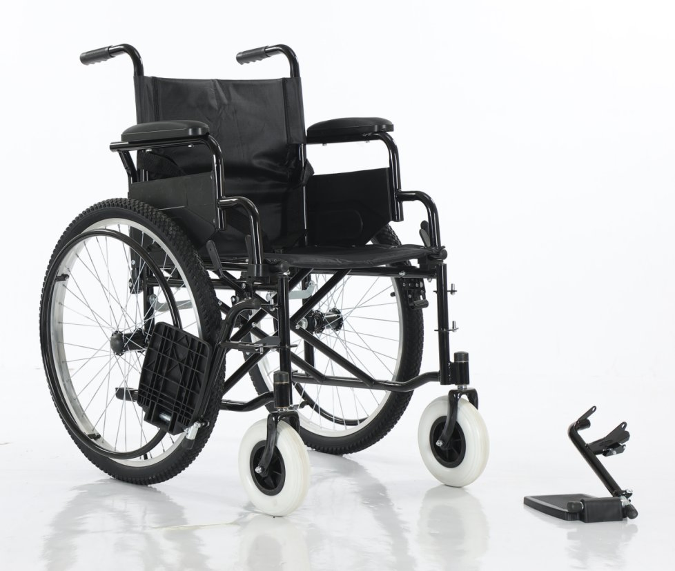 Manual Folding Wheelchair Swing-Away Armrests Detachable Leg Rests Heavy-Duty Tires