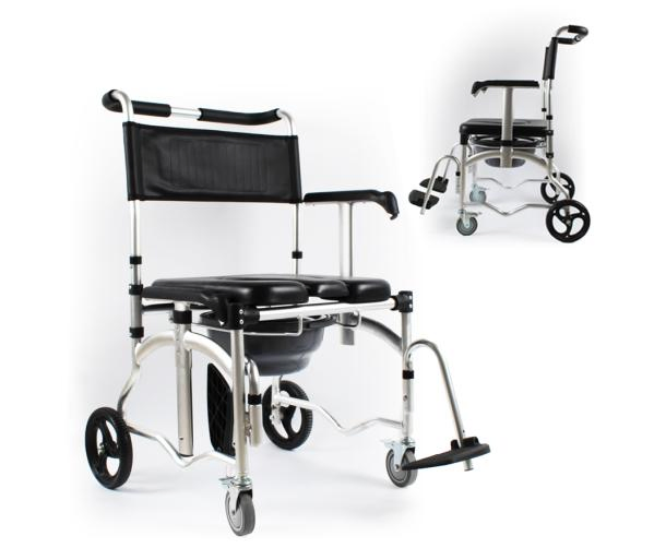 Aluminum Alloy Heavy Duty Manual FDA Foldable Commode Wheelchair