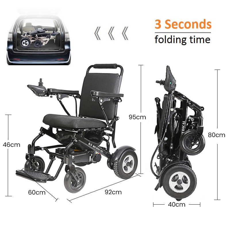 Ksm-602 Indoor Lightweight Aluminum Handicapped Foldable Power Electric Wheelchairs Transport Wheelchair