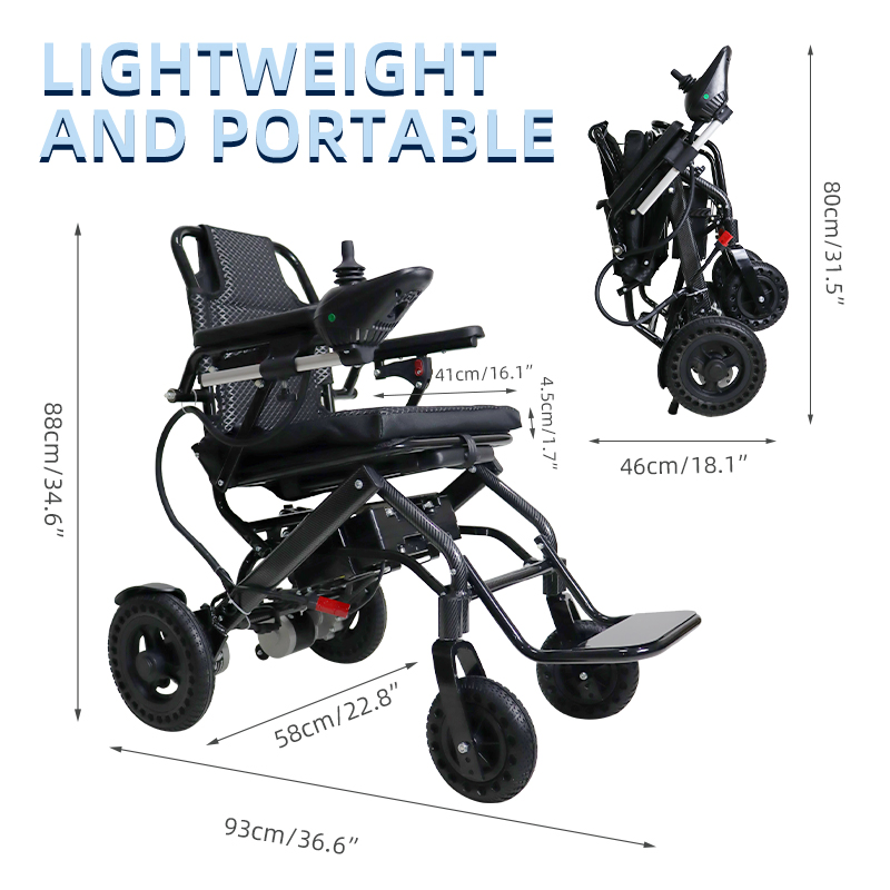 Lightweight Portable Brushless Aluminum Folding Foldable Electric Wheelchair From Foshan China