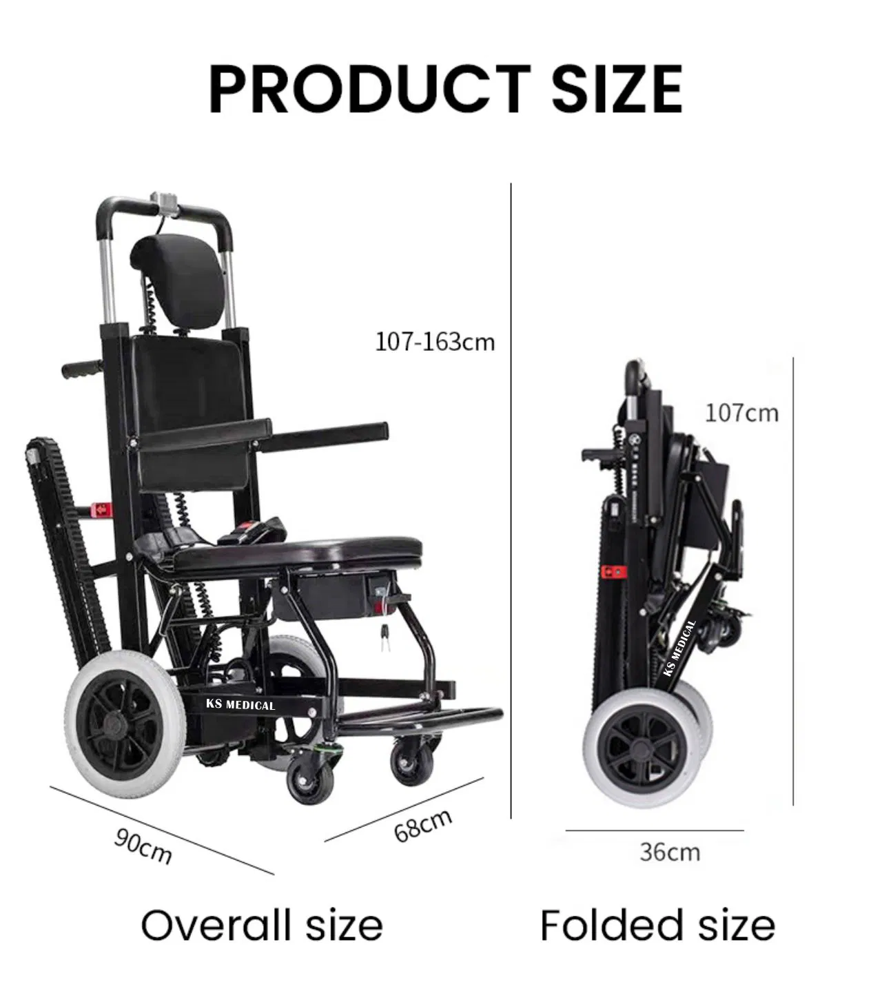 Ksm-302 Folding Electric Power Chair Stair Lift Climbing Wheelchair Can Climb Stairs for Indoor and Outdoor