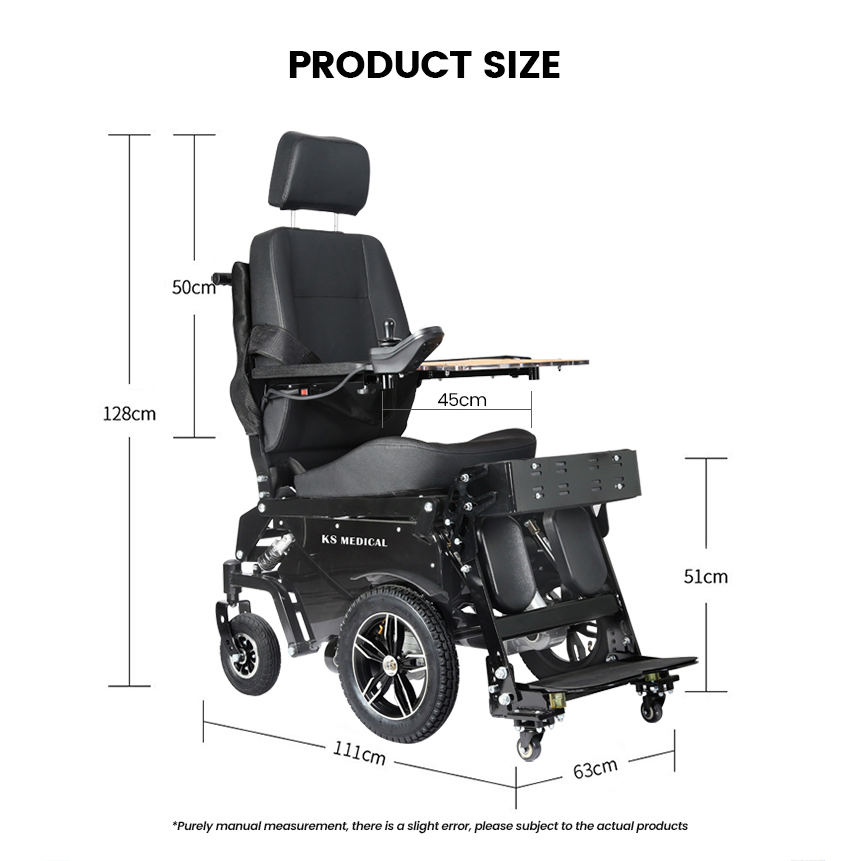 Ksm-311 Foldable Manual and Electric Standing Wheelchair Full Reclining Heavy Duty Electric Wheelchair with Multifunction