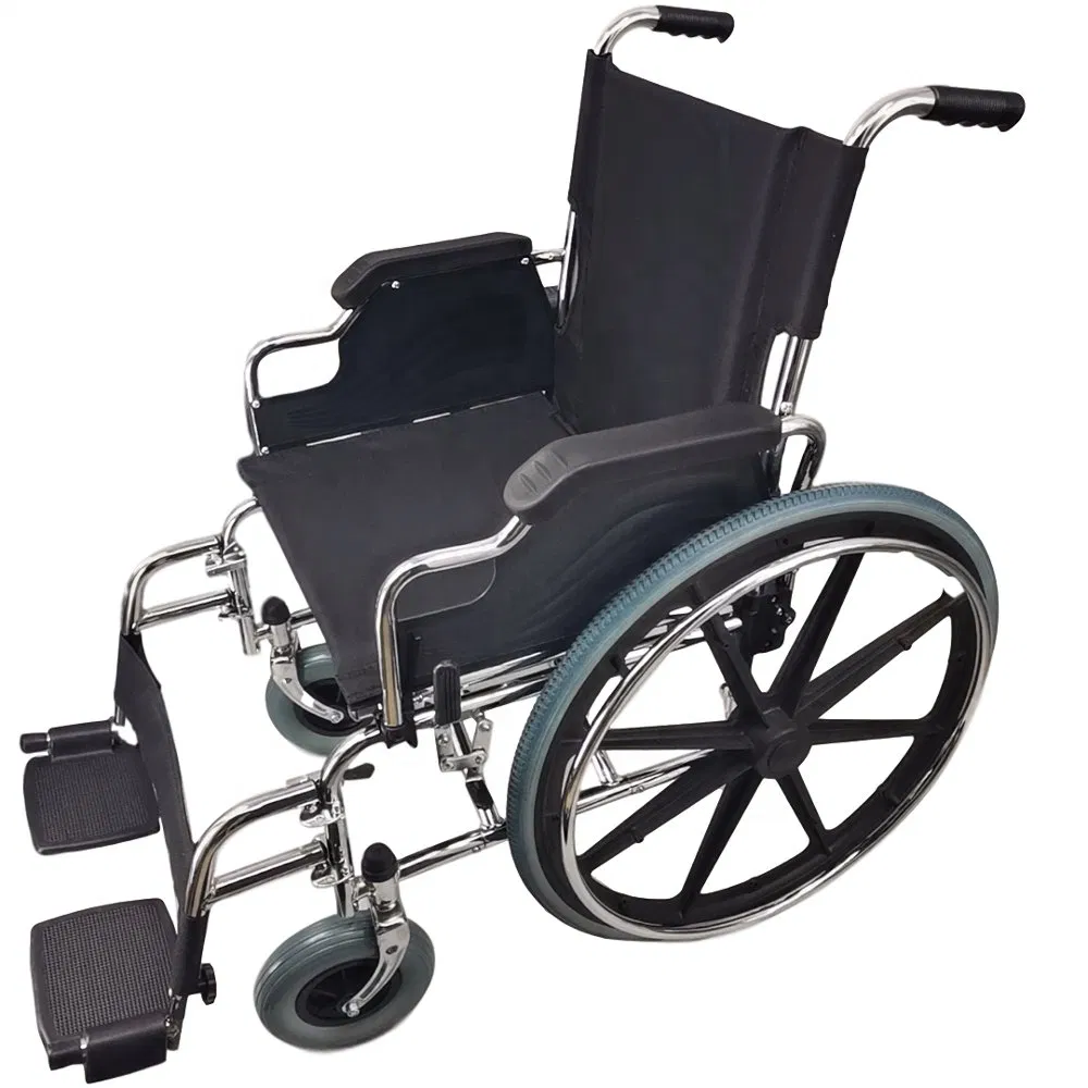 Heavy Duty Capacity High Quality Manual Wheelchair with Detachable Footrests Flip-up Handrests