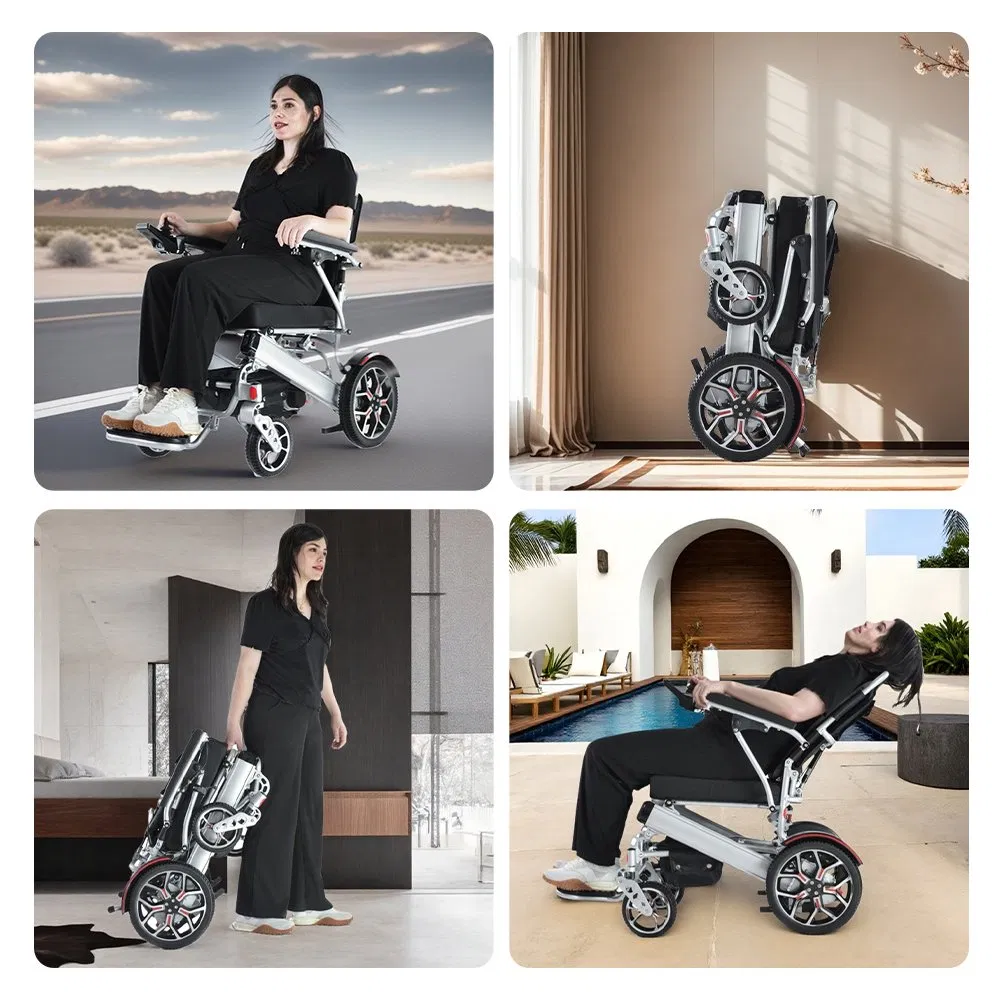 Tilt-in-Space Power Wheel Chair Multifunction Fold Electric Reclining Wheelchair for Handicapped Load 150kg/330lbs