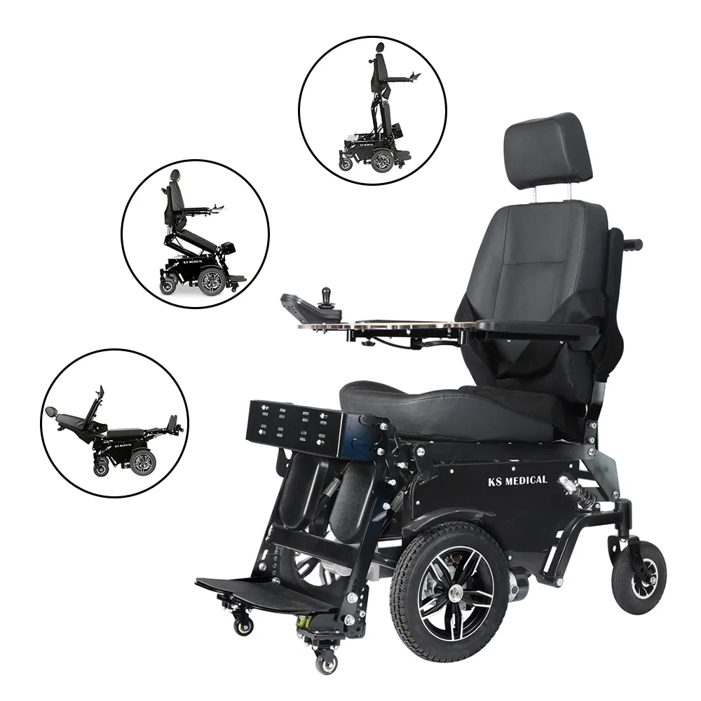 Ksm-311 Foldable Manual and Electric Standing Wheelchair Full Reclining Heavy Duty Electric Wheelchair with Multifunction