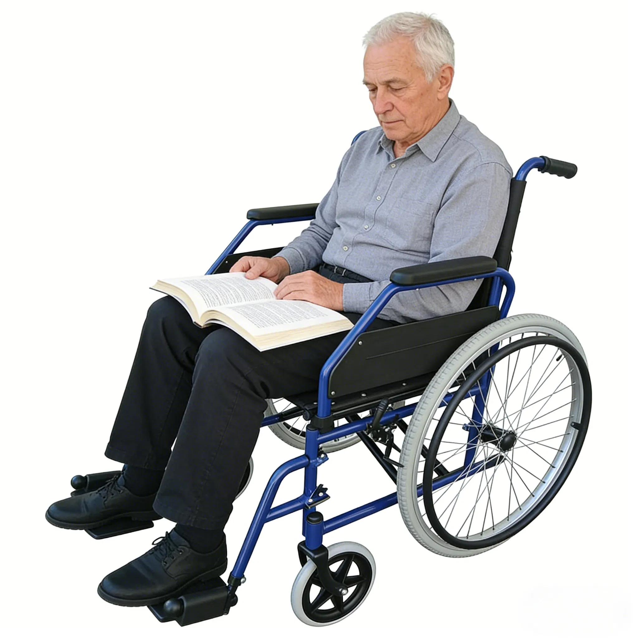 Durable Steel Wheelchair with Comfortable Seating for All Users