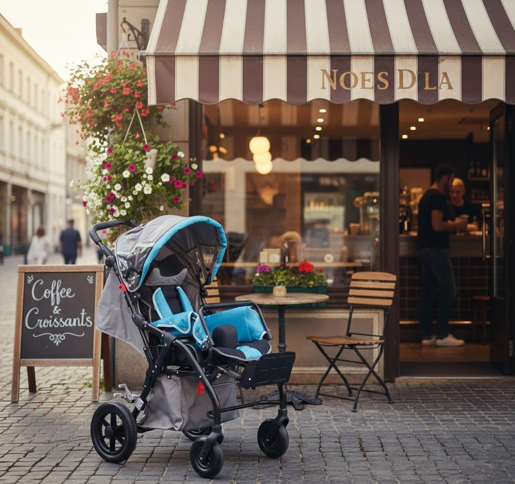 Adjustable Baby Stroller Cp Manual Tilt-in-Space Children's Cerebral Palsy Foldable Wheelchair with Leaning Function