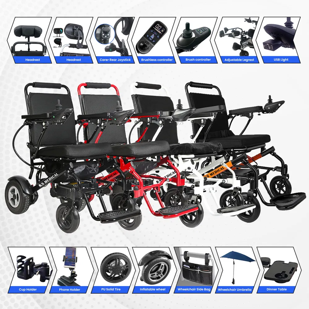Ksm-602 Aluminum Alloy Indoor Small Max Speed: 7km/H Custom Electromagnetic Frame Electric Power Wheelchair Mdr Ukca 510K