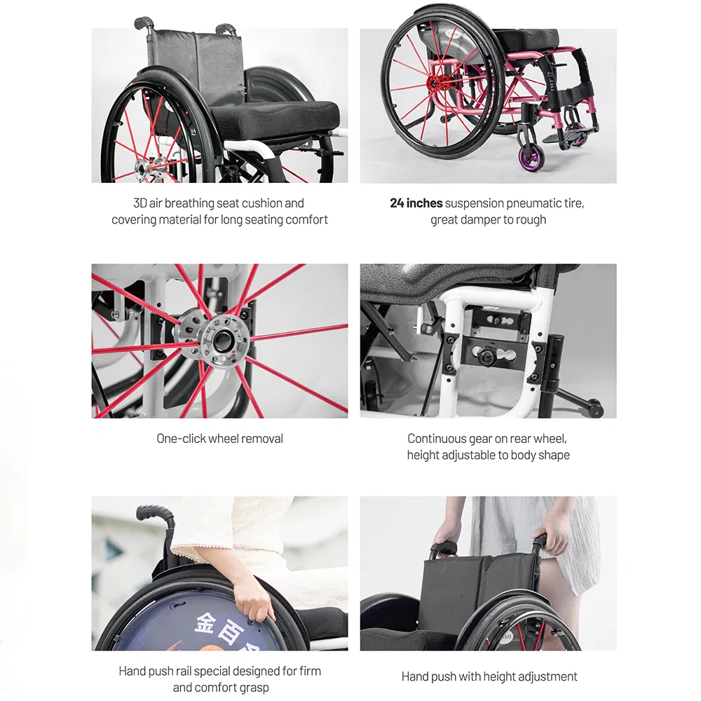 Leisure Sport Aluminum Manual Wheelchair for Disabled