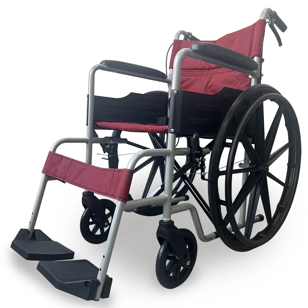 Ksm-203 Safe and Portable Transfer Wheelchairs Comfortable All Terrain Manual Wheelchair 18" Seat Width for Elderly
