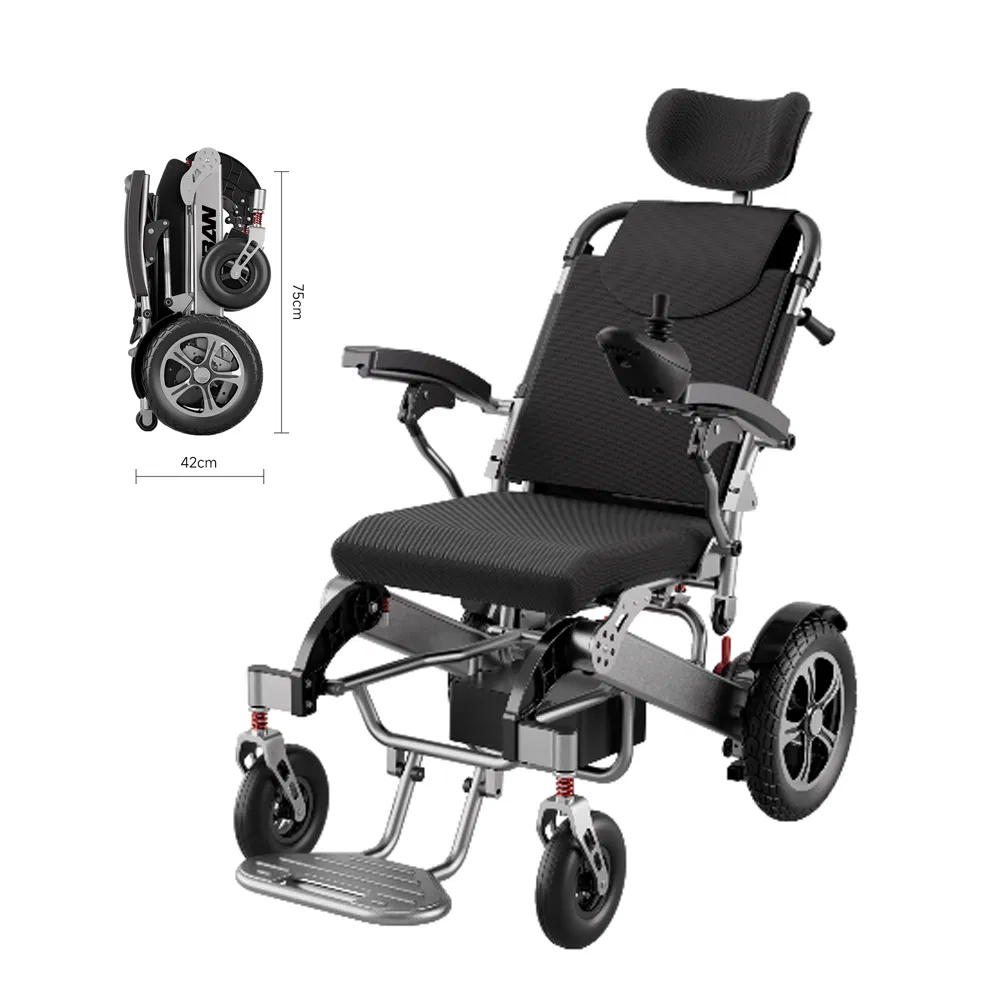Folding Electric Powered Wheelchair with Heavy Duty Multifunction Reclining Electric Wheelchair for Handicapped