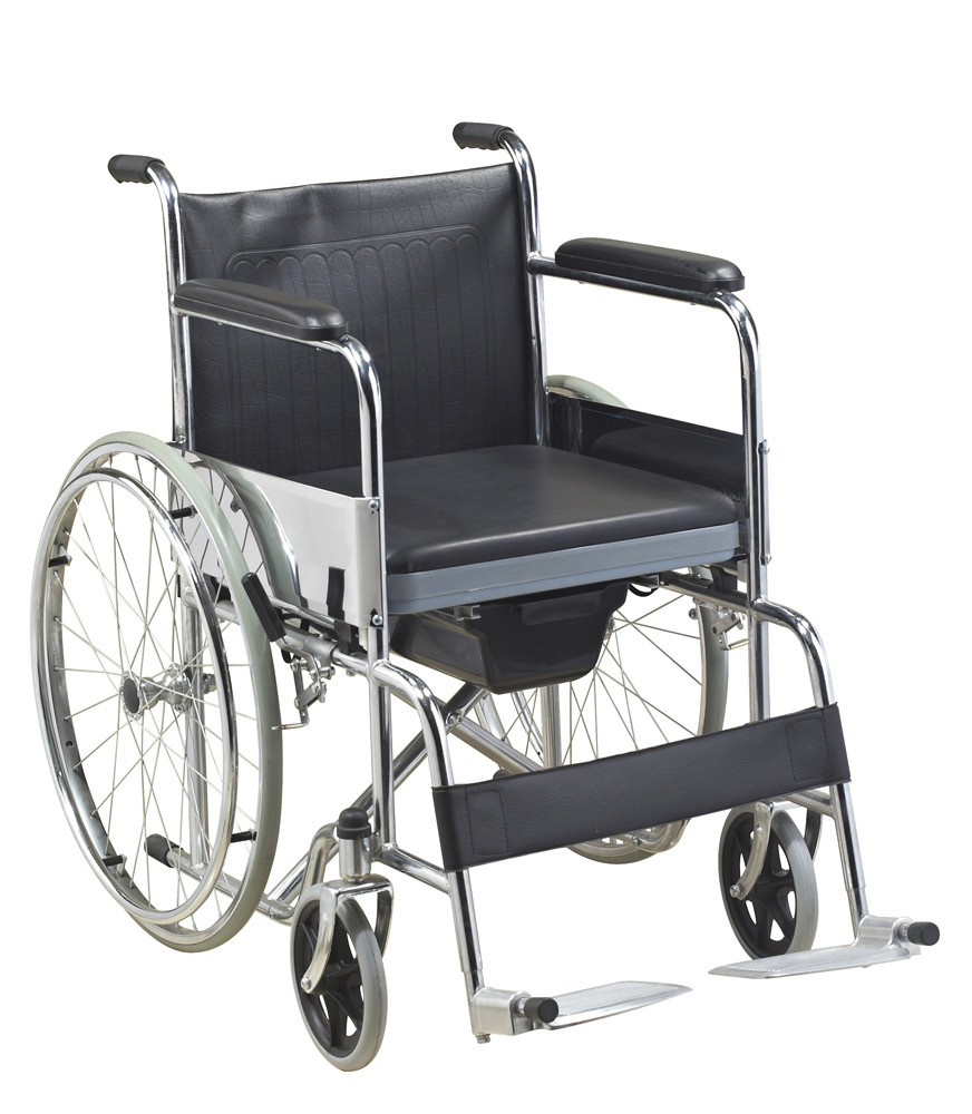 Aluminum Alloy Heavy Duty Manual FDA Foldable Commode Wheelchair