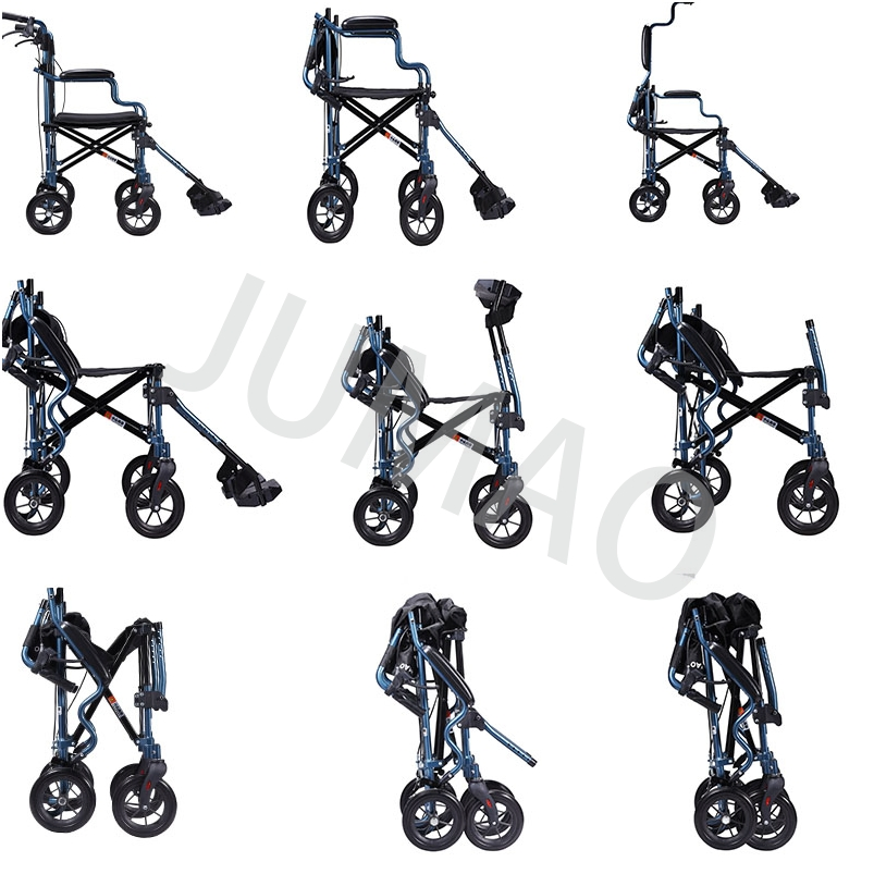 Aluminum Lightweight Foldable Transport Wheelchair with Trolley Case for Travelling