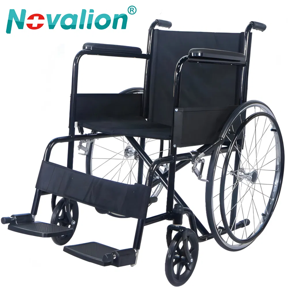 Nl190301c-1 Medical Manual Wheelchair for Elderly Disabled Adults, Lightweight Ordinary Folding Foldable Quality Wheel Chair, Durable Steel Frame, CE ISO13485