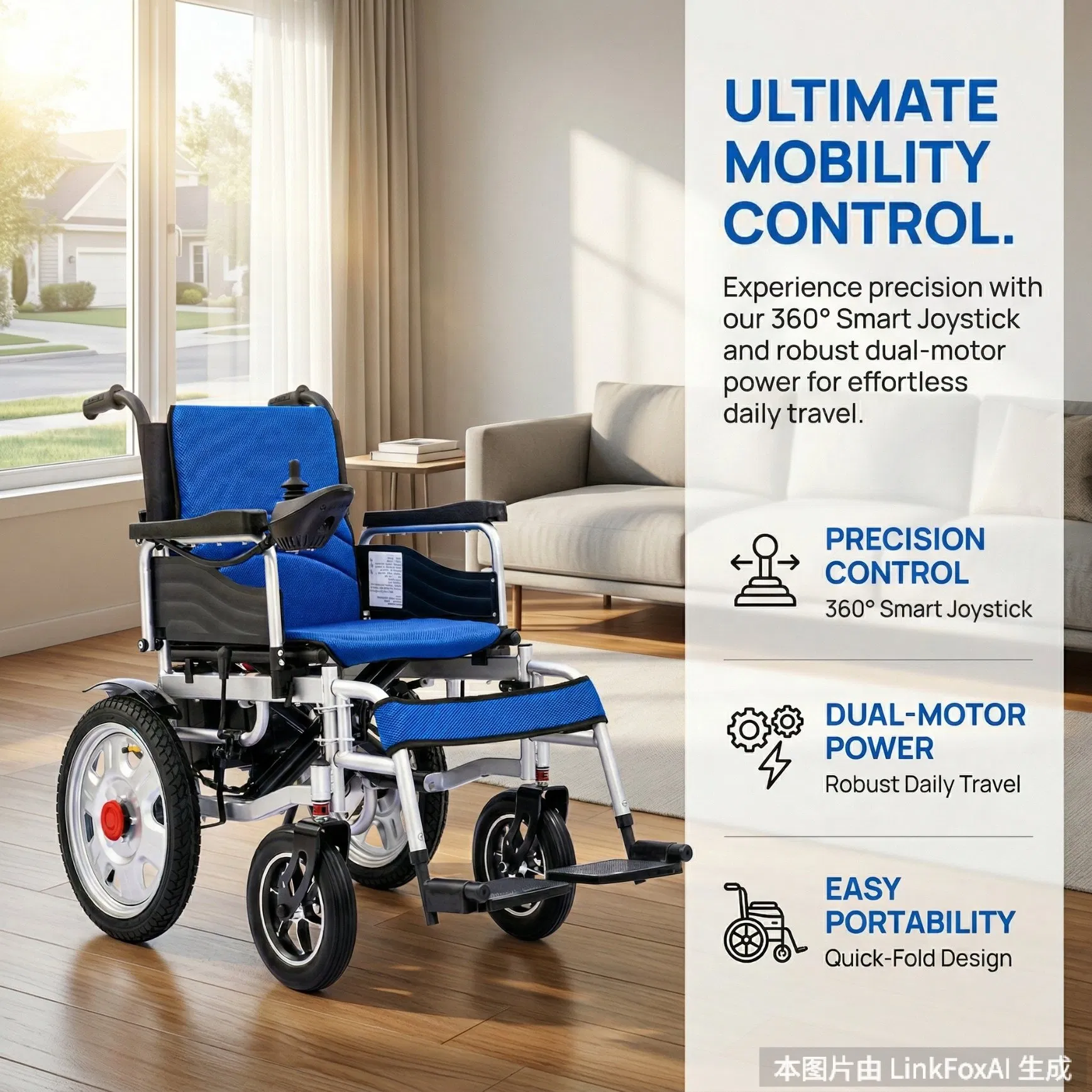Travel-Friendly Foldable Lightweight Mobility Active Sports Electric Wheelchair