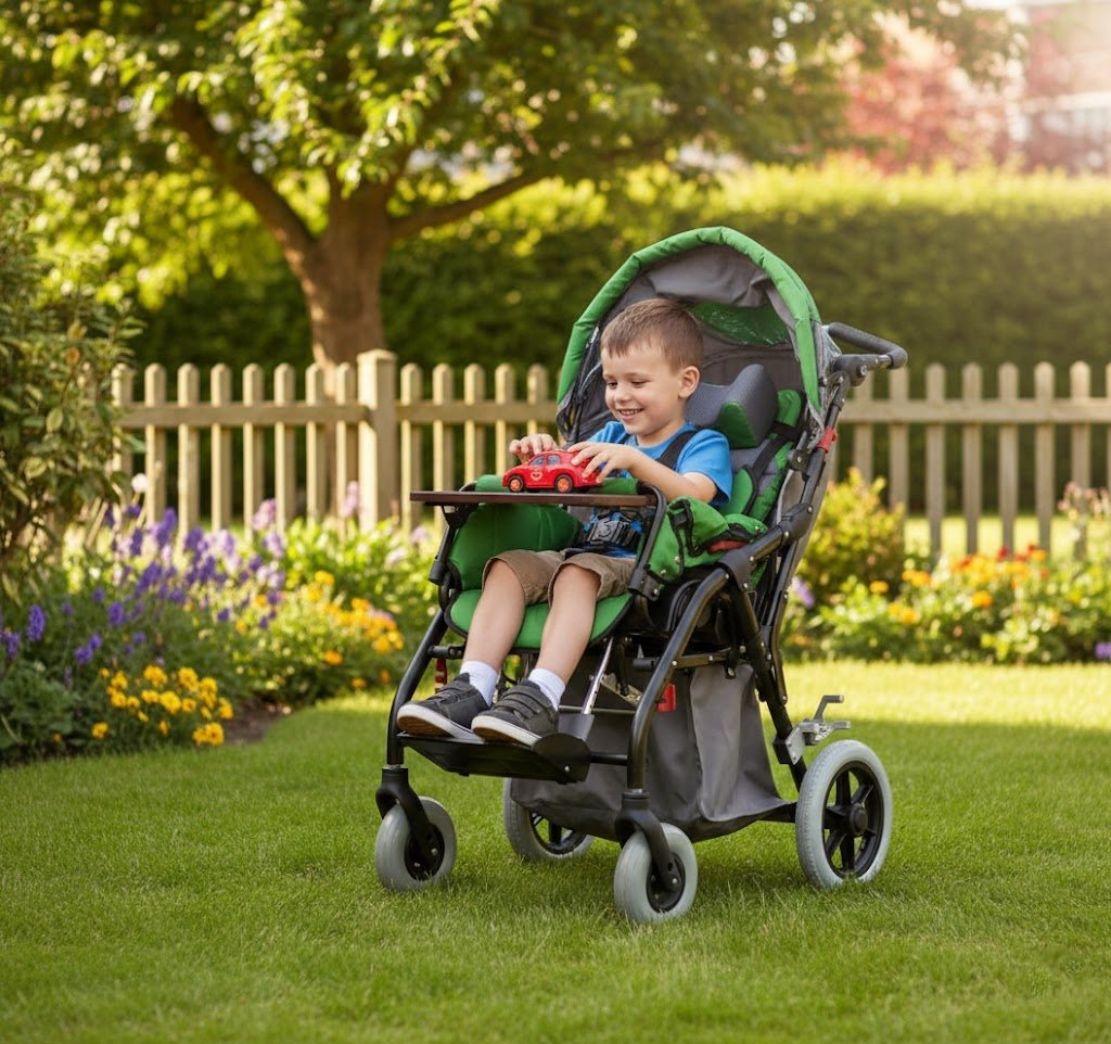 Adjustable Baby Stroller Cp Manual Tilt-in-Space Children's Cerebral Palsy Foldable Wheelchair with Leaning Function