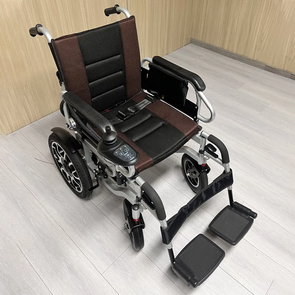 Carbon Fiber/Aluminum Lightweight Portable Brushless Motor Folding Motorized Electric Power Wheelchair for Medical Cerebral Palsy Children Disabled Handicapped