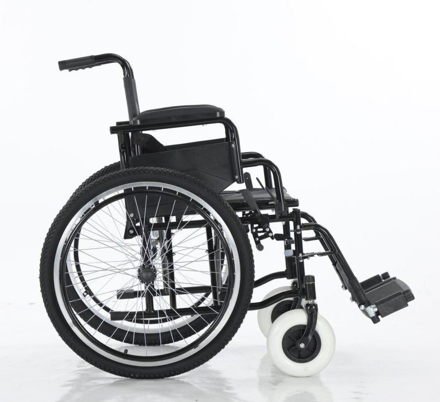 Manual Folding Wheelchair Swing-Away Armrests Detachable Leg Rests Heavy-Duty Tires