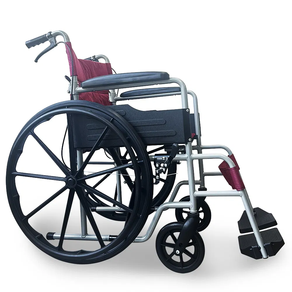 Ksm-203 Safe and Portable Transfer Wheelchairs Comfortable All Terrain Manual Wheelchair 18" Seat Width for Elderly