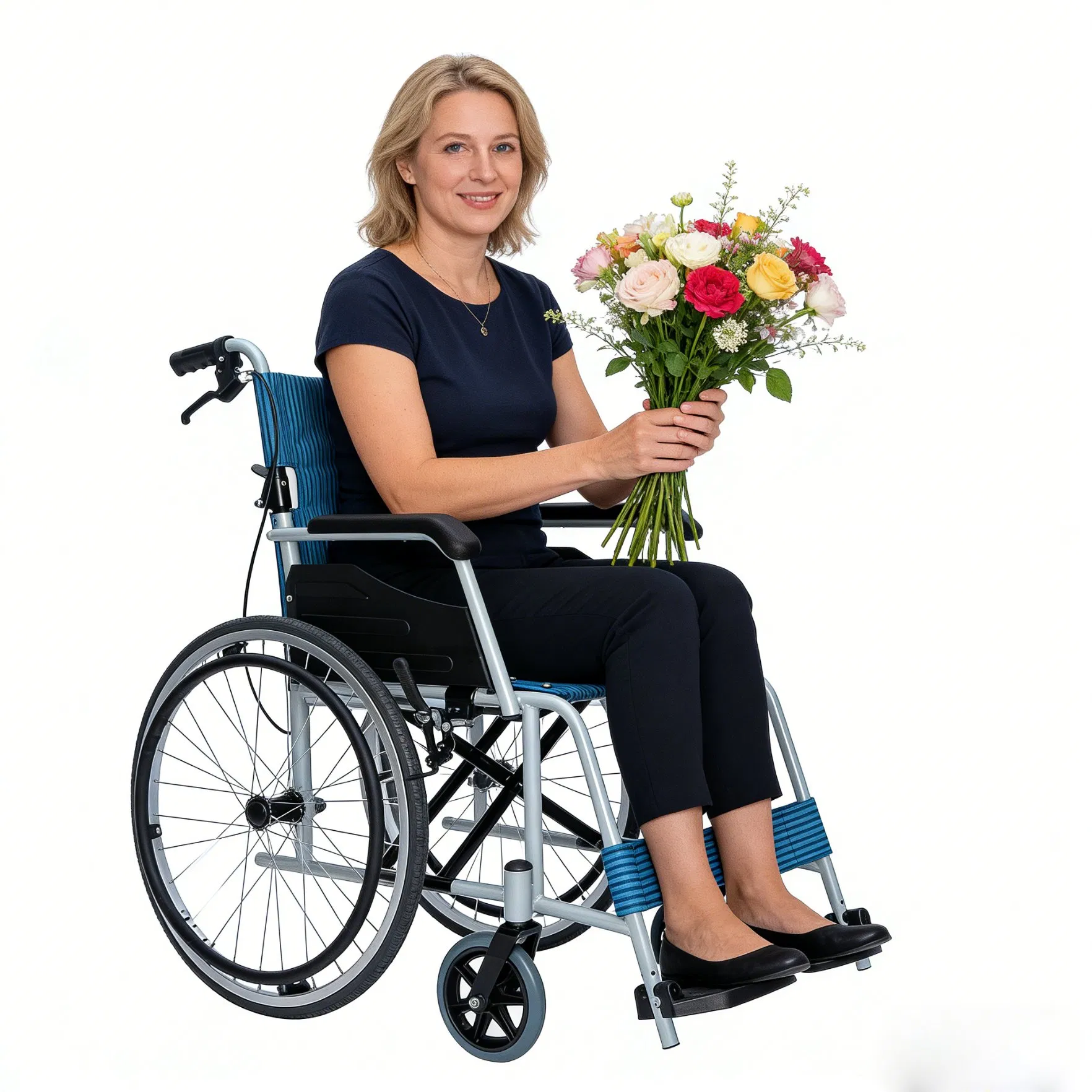Steel Frame Fold up Wheelchair for Effortless Mobility and Support