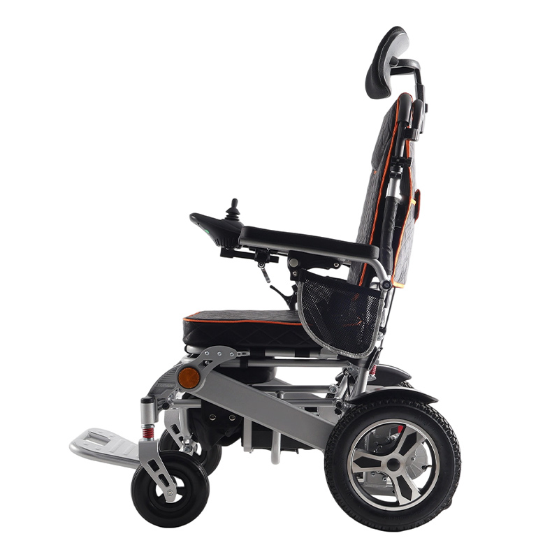 High Backrest Reclining Lightweight Foldable Aluminum Alloy Electric Wheelchair