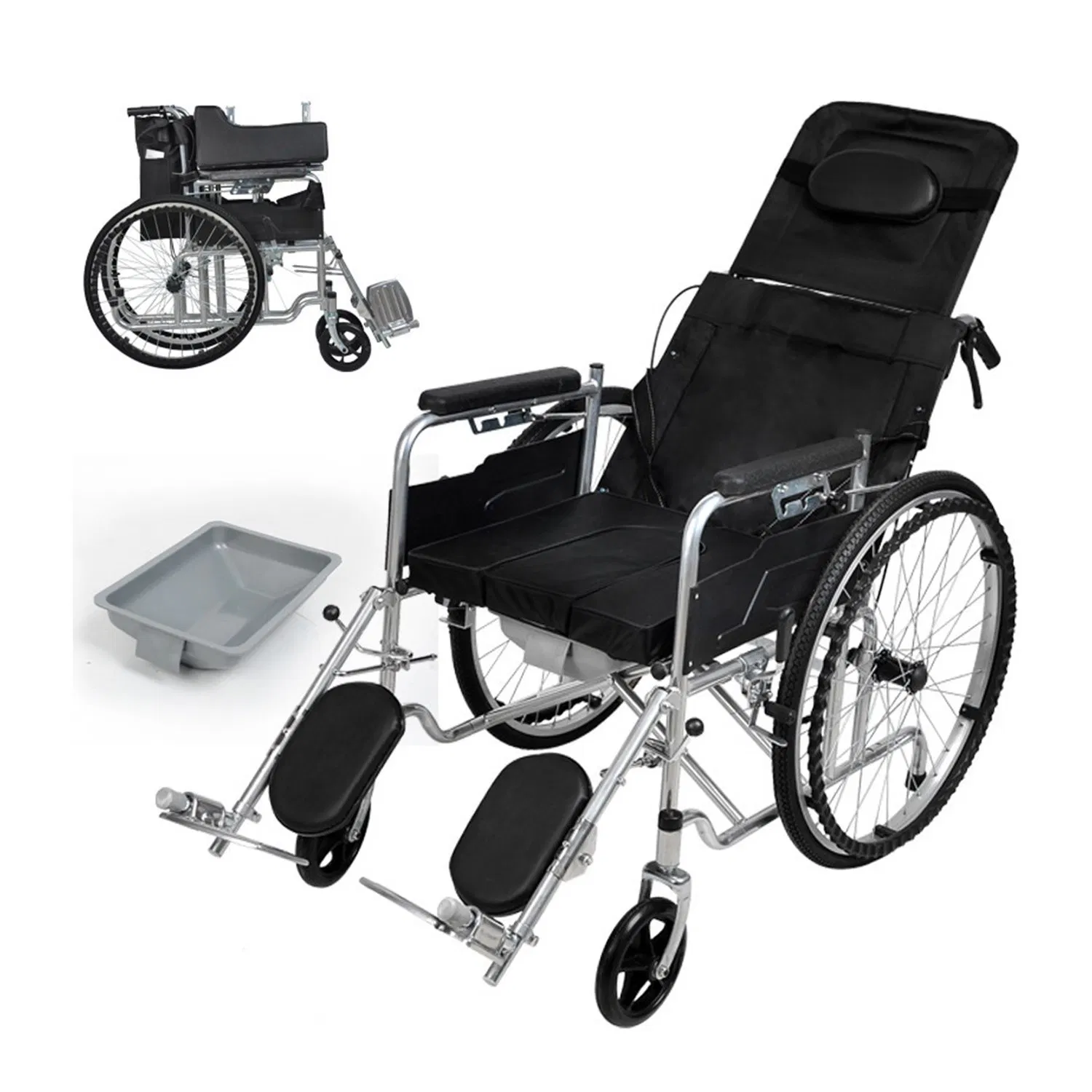 Extra Wide Heavy Duty Reclining Wheelchair 24 Inch Bariatric Wheelchair