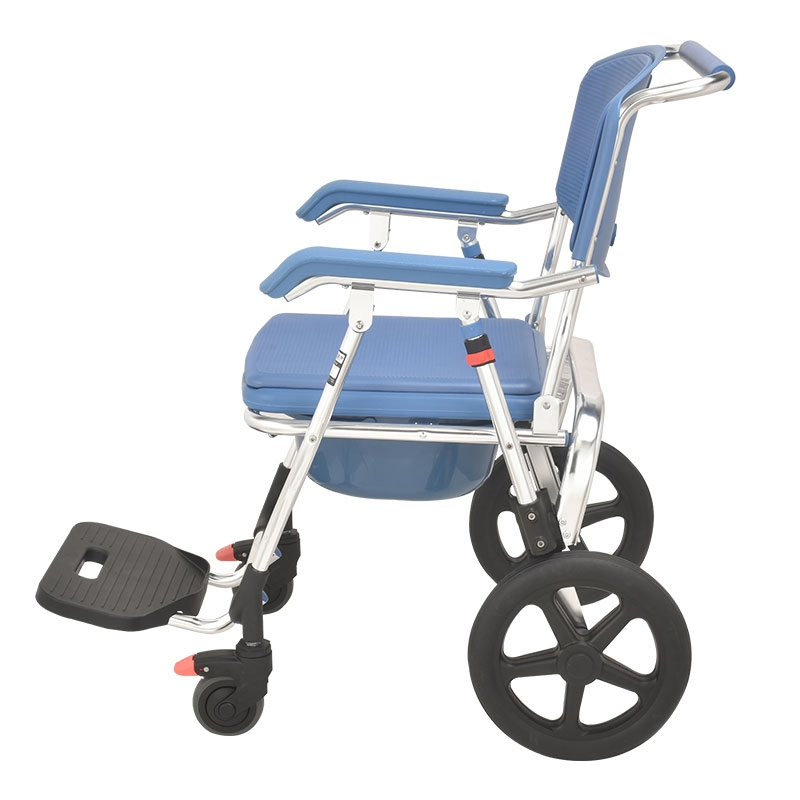 Waterproof Aluminum Lightweight Commode Manual Wheel Chair with Comfortable EVA Seat