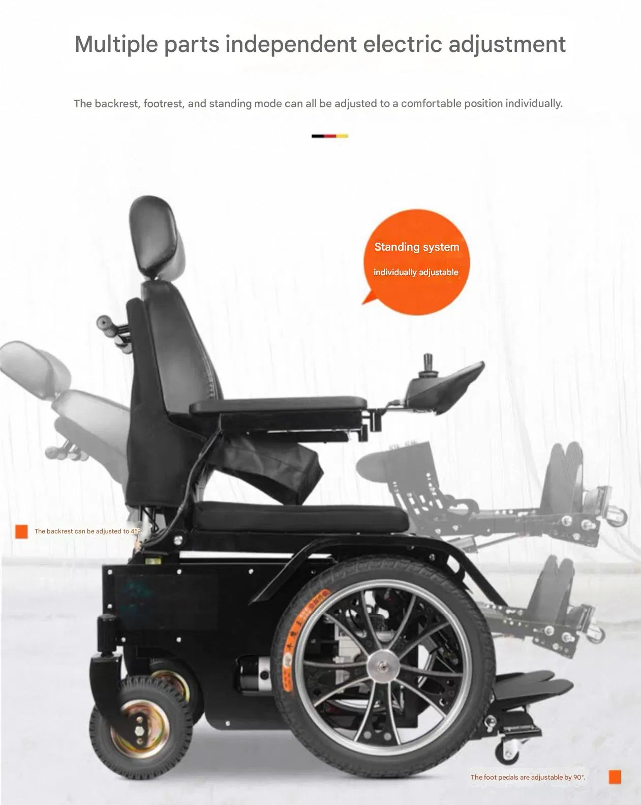 Intelligent Heavy Duty Automatic Rehabilitation Standing Wheelchair with Stroke Assist for Handicapped Sit and Walk Mobility Rehearsal