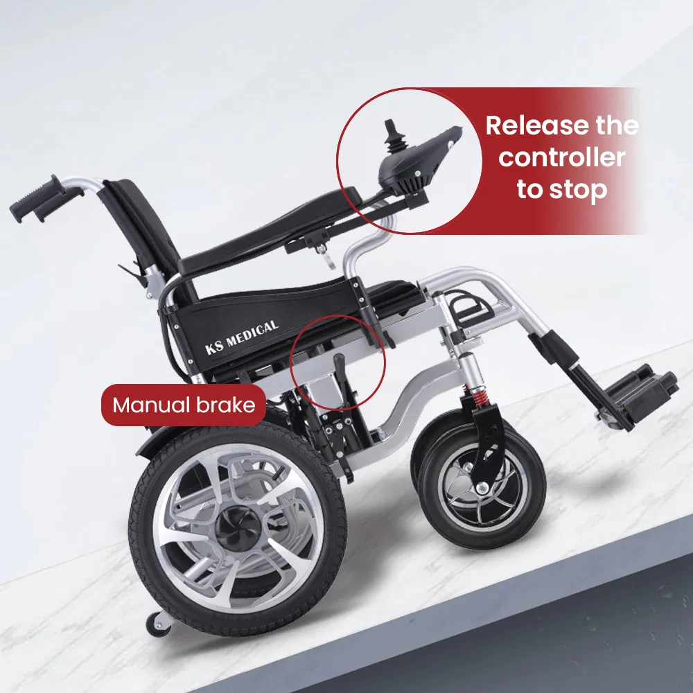 Ksm-501p Cheapest Lightweight Folding Outdoor All Terrain Electric Power Wheelchair for Adults