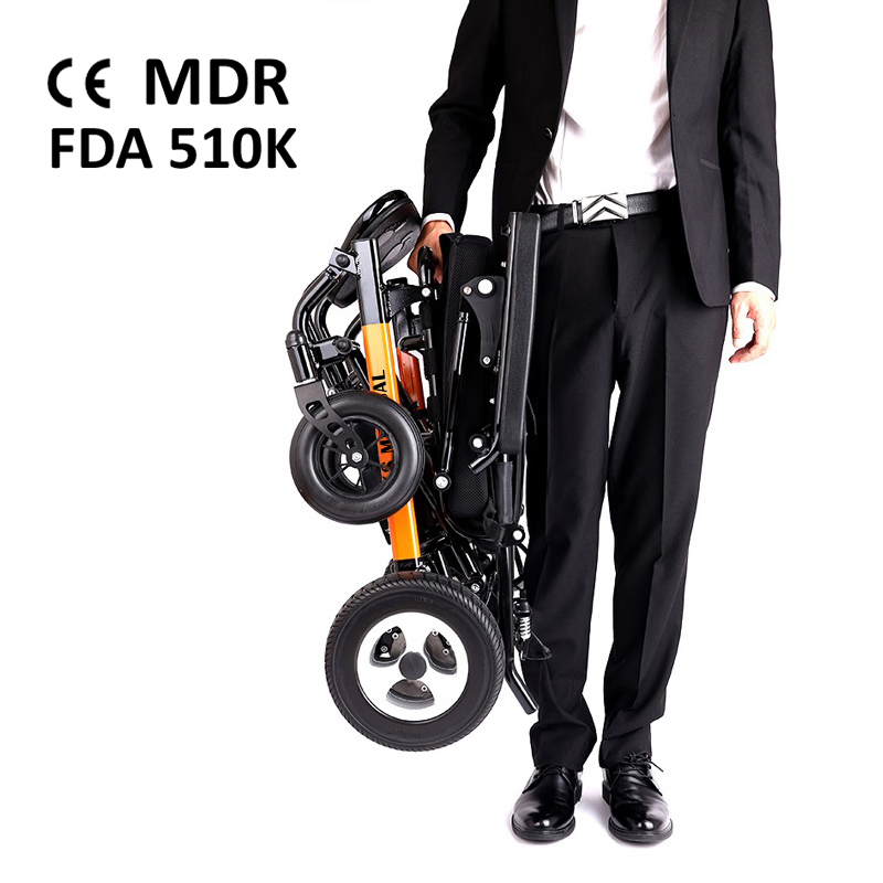 Ksm-602 Indoor Lightweight Aluminum Handicapped Foldable Power Electric Wheelchairs Transport Wheelchair