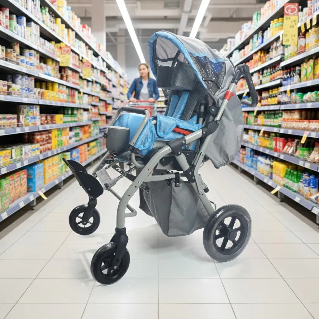 Adjustable Baby Stroller Cp Manual Tilt-in-Space Children's Cerebral Palsy Foldable Wheelchair with Leaning Function