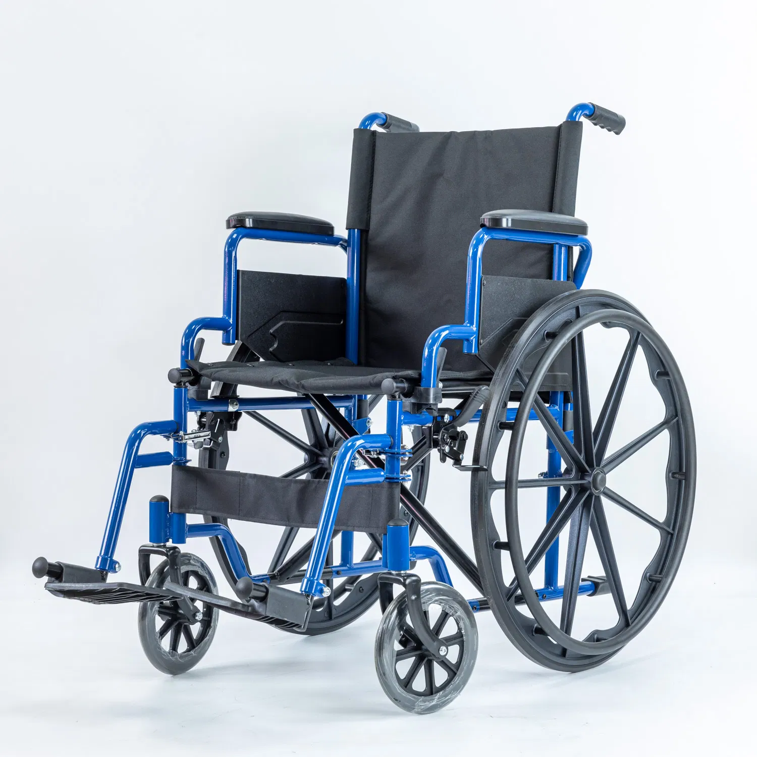 24 Inch Folding Steel Transport Manual Wheelchair with Swing Legs