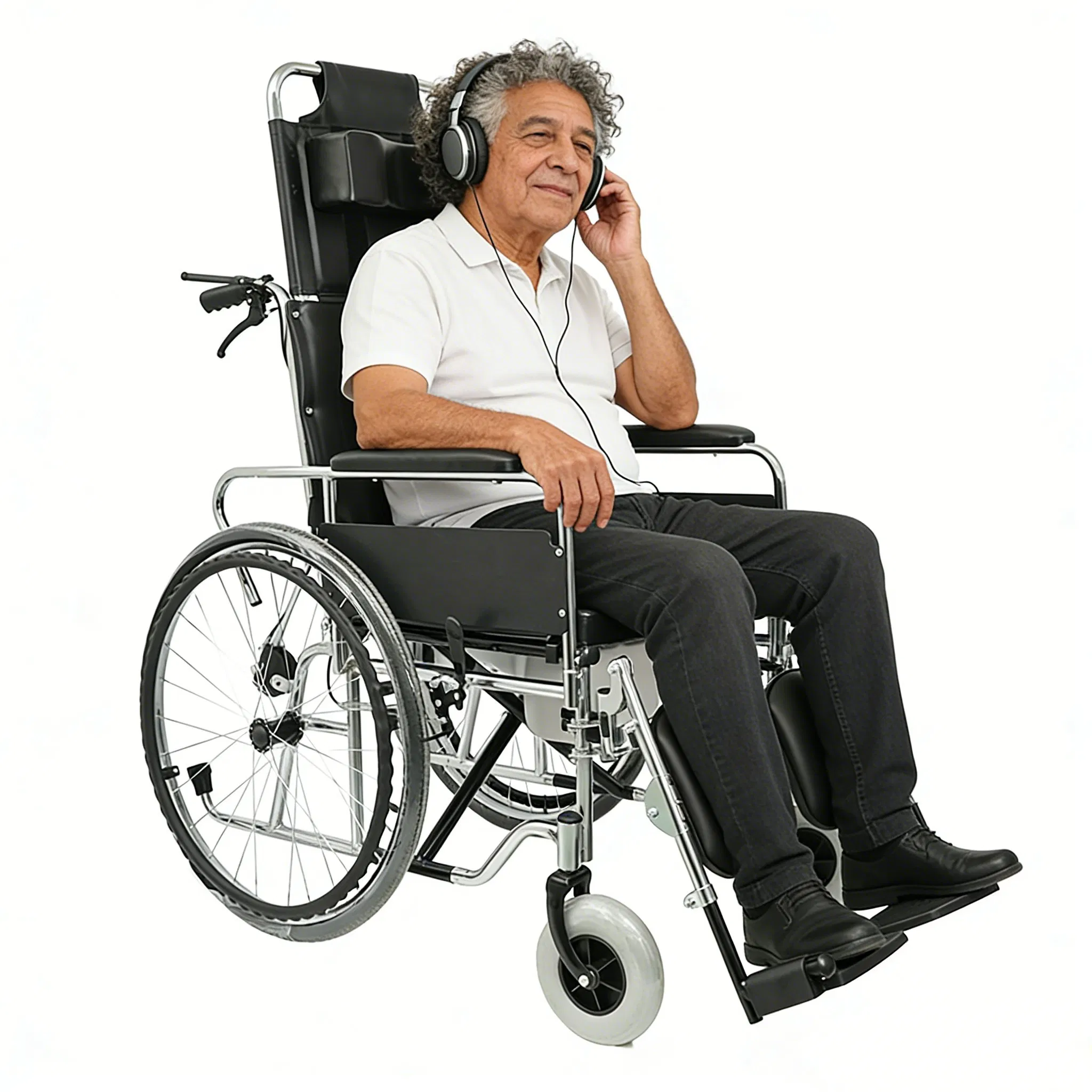 High Back Manual Reclining Wheelchair with Elevating Leg Rest