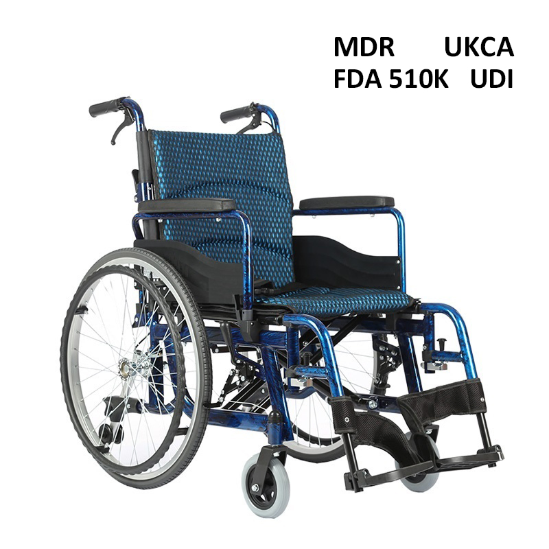 Ksm-201 Aluminum All Terrain Manual Wheelchair Safest Folding Manual Wheel Chair for Elderly with Parking Function