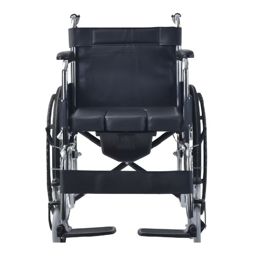 Heavy Duty Foldable Footrest 100kg Load Leather Pad Leather Cushion Manual Wheelchair