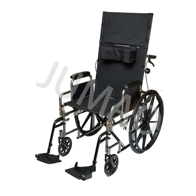 Reclining Steel Wheelchair with Anti-Tipper Headrest Elevating Legrest Seat Width 20 Inch
