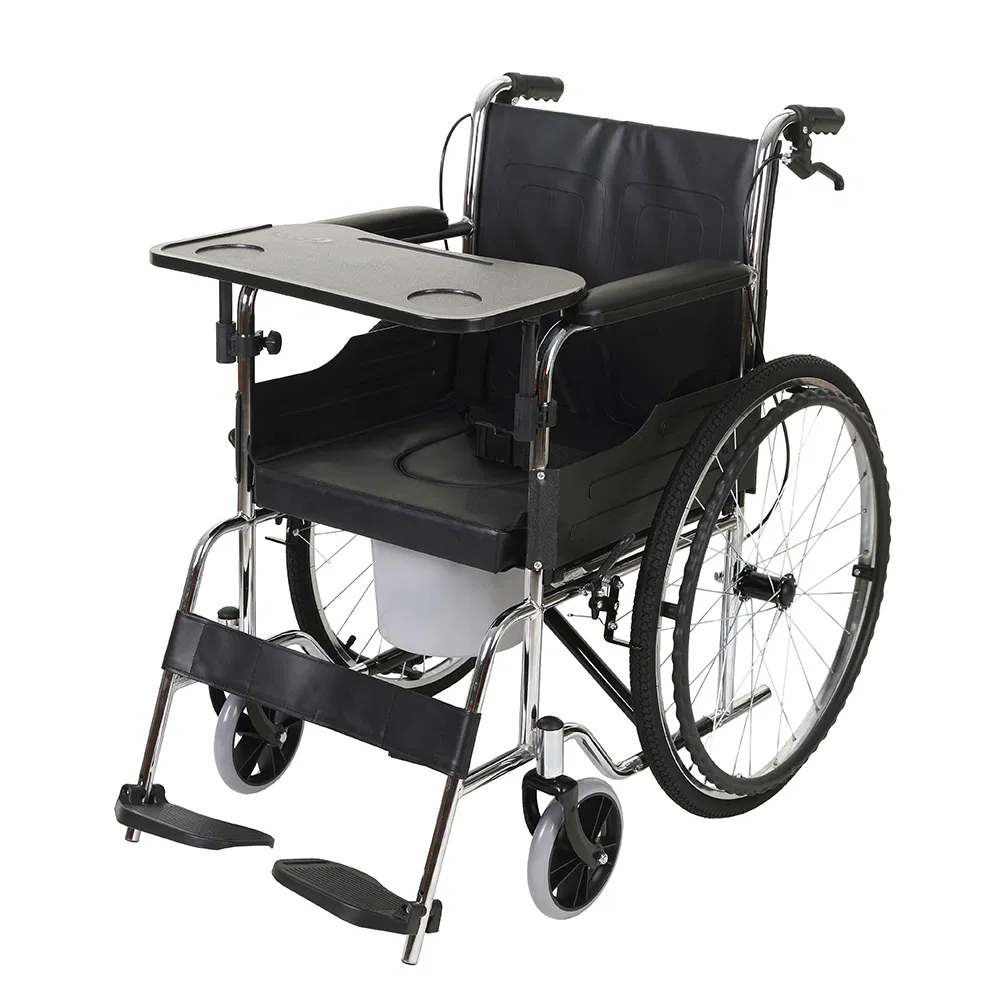 Versatile Aluminum Light Weight Wheelchair with Commode for Daily Use