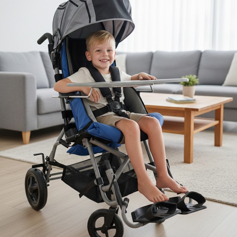 Steel Light Weight Children Baby Kids Safe Comfortable Recliner Tilt-in-Space Cerebral Palsy Manual Wheelchair