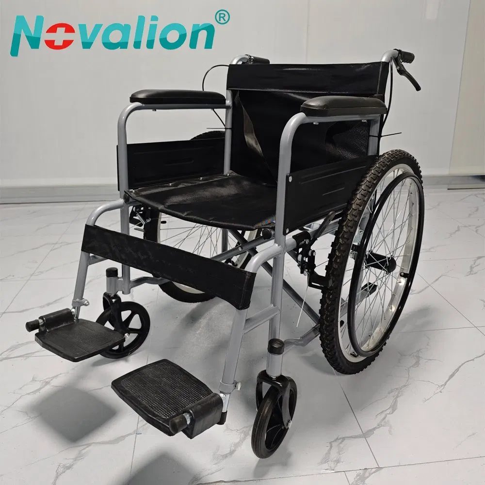 Manufacturer Wholesale Price New Arrival Novalion Flodable Folding All Terrain Medical Manual Wheelchair for Hospital Home Care Elderly Disabled Patient